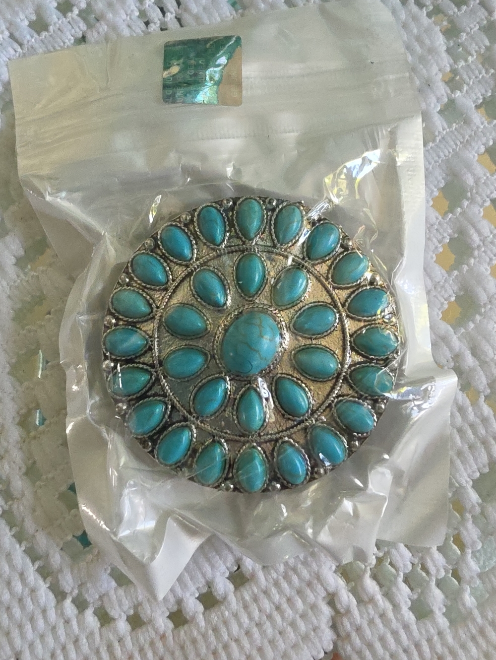 Myra Bag Turquoise Teardrop Cluster Round Conch